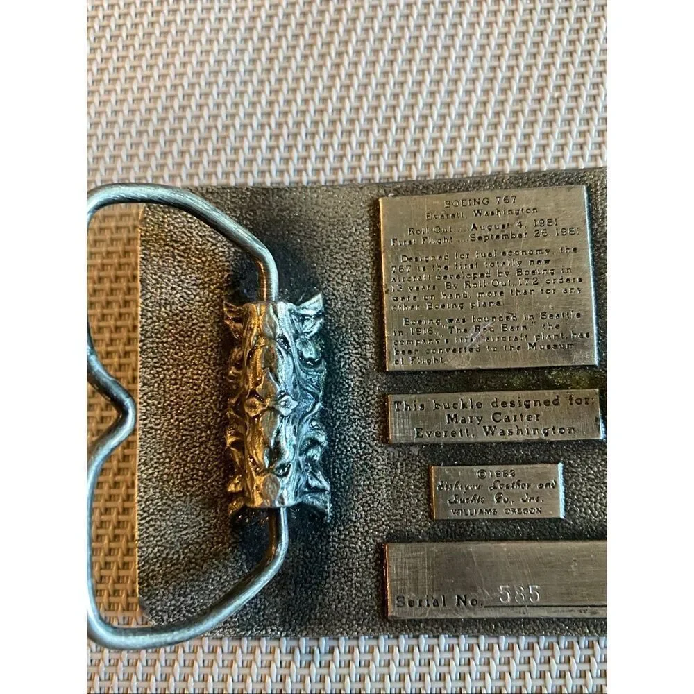 BELT BUCKLE BOEING 767 Airplane Jet Vintage 1982 Siskiyou buckle made in the USA